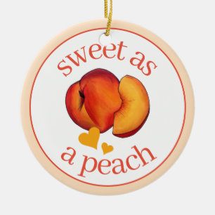 Sweet as a Peach Ripe Georgia Peaches Fruit Ceramic Ornament