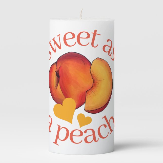 Sweet as a Peach Ripe Georgia Peaches Fruit Pillar Candle (Front)