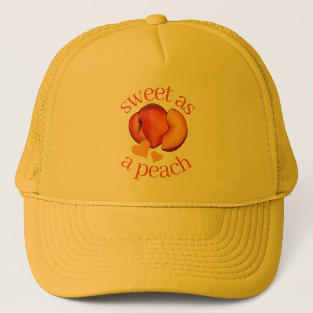 Sweet as a Peach Ripe Georgia Peaches Fruit Trucker Hat (Front)