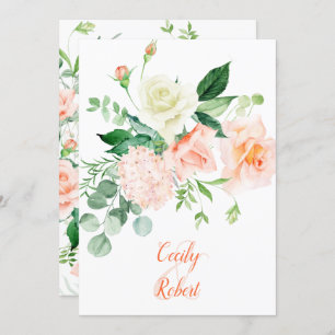Sweet as a Peach Roses Wedding Invitation