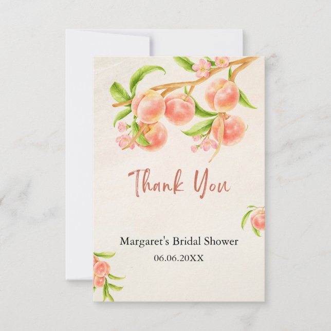 Sweet as a Peach Thank You Card (Front)