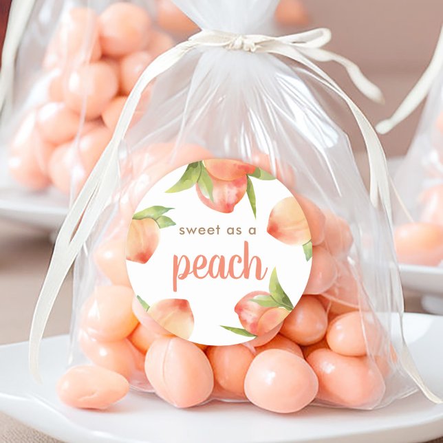 Sweet As A Peach Theme Decorations Classic Round Sticker (Creator Uploaded)