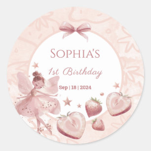 Sweet As A Strawberry Fairy Girl Birthday Welcome Classic Round Sticker