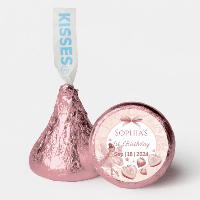 Sweet As A Strawberry Fairy Girl Birthday Welcome Hershey®'s Kisses® (Front)