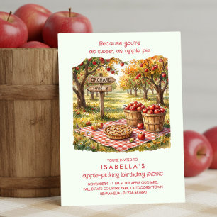 Sweet As Apple Pie Fall Orchard Birthday Picnic Invitation