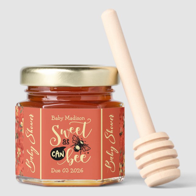 Sweet As Can Be Baby Shower Honey Jar Favors (Front)