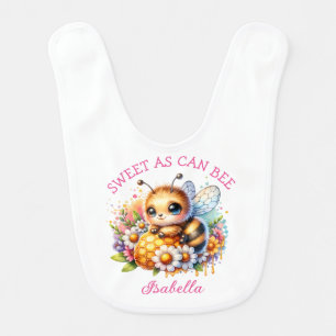Sweet as Can Be Honey bee and Flowers Baby Bib