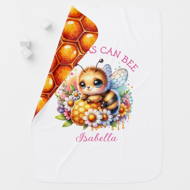 Sweet as Can Be | Honey bee and Flowers Baby Blanket (In Situ)