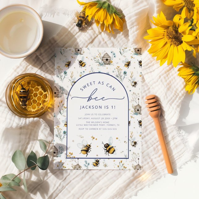 Sweet as Can Bee 1st Birthday Invitation (Creator Uploaded)