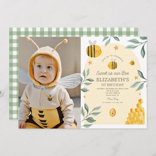 Sweet as can bee 1st Birthday Invitation