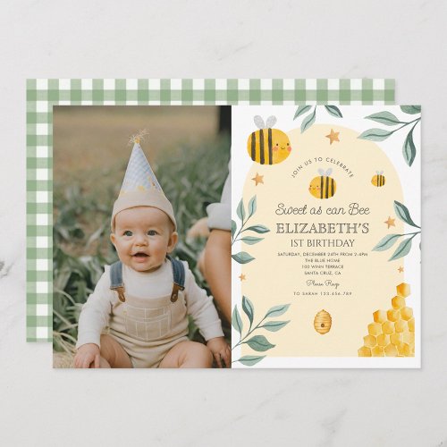 Sweet as can bee 1st Birthday Invitation