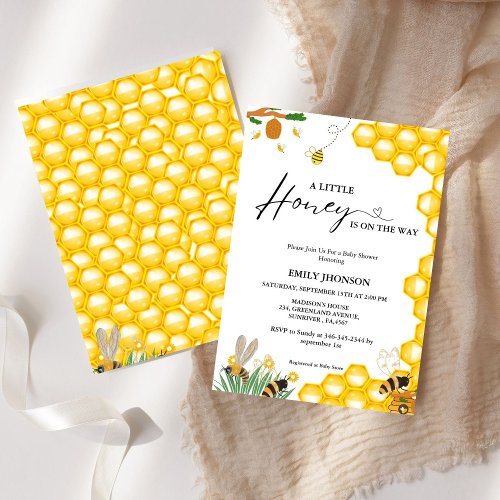 Sweet as can bee a little honey baby shower invitation