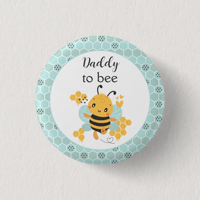 Sweet as Can Bee Baby Boy Baby Shower Button (Front)