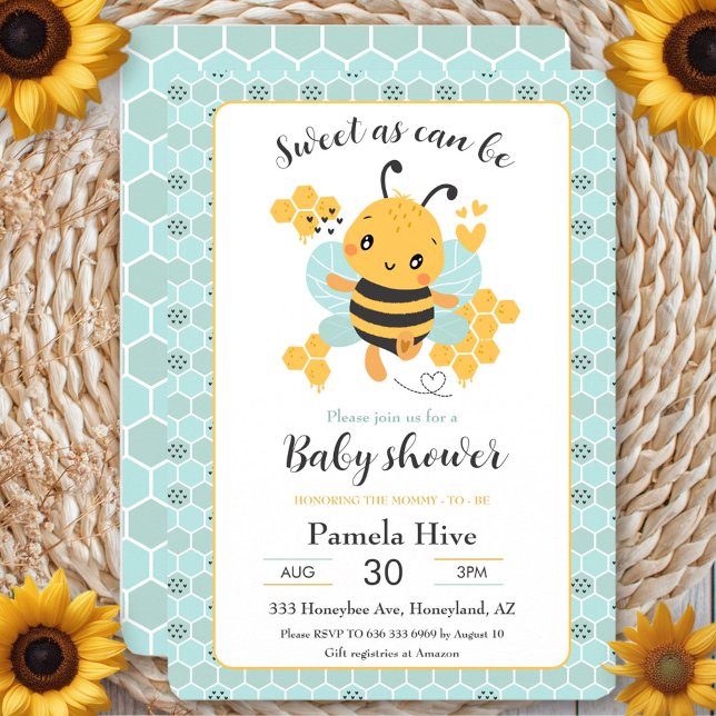 Sweet as Can Bee Baby Boy Baby Shower Invitation (Sweet as Can Bee Baby Boy Baby Shower Invitation)