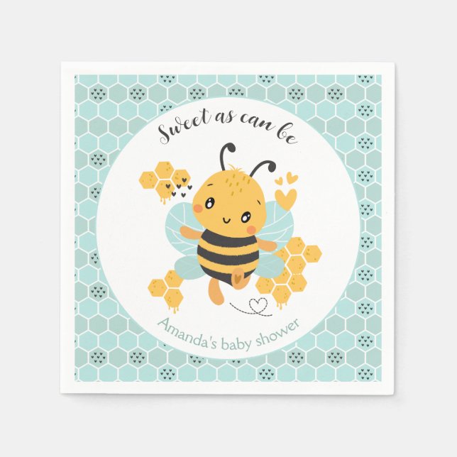 Sweet as Can Bee Baby Boy Baby Shower Napkins (Front)