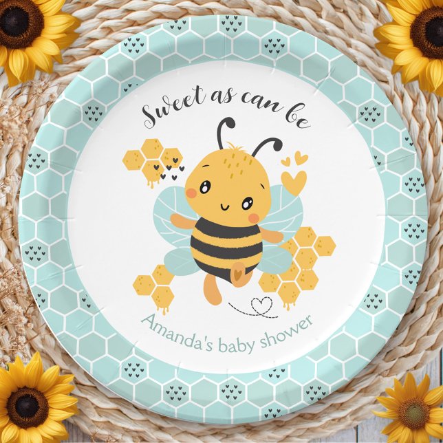 Sweet as Can Bee Baby Boy Baby Shower Paper Plates (Sweet as Can Bee Baby Boy Baby Shower Paper Plates)