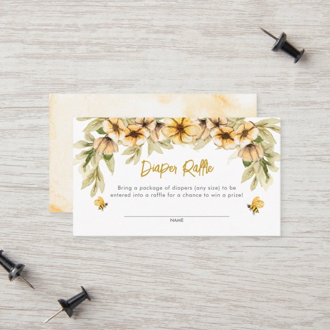 Sweet As Can Bee Baby Diaper Raffle Card (Front/Back In Situ)