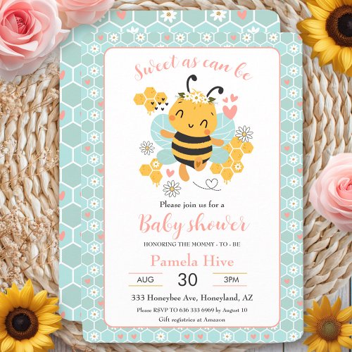 Sweet as Can Bee Baby Girl Baby Shower Invitation