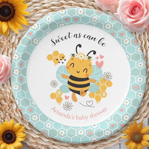 Sweet as Can Bee Baby Girl Baby Shower Paper Plates