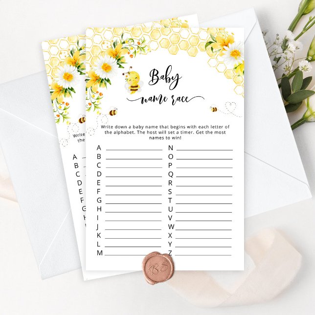 Sweet as can bee  baby shower Baby name race game (Creator Uploaded)