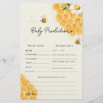 Sweet as can bee baby shower baby predictions card