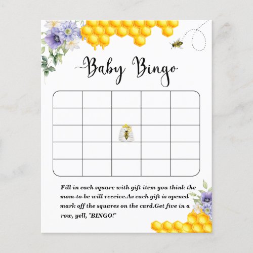 Sweet as can Bee baby shower bingo game