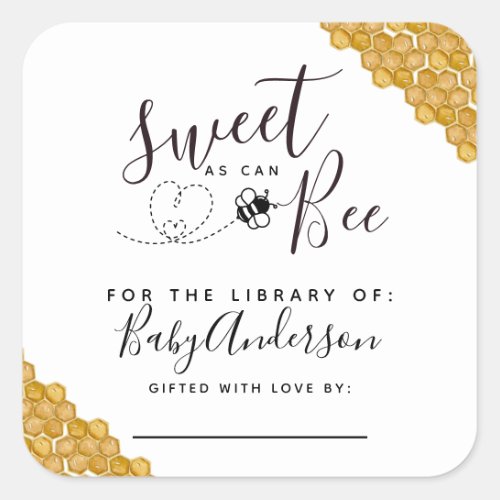 Sweet as can Bee Baby Shower Bookplate 