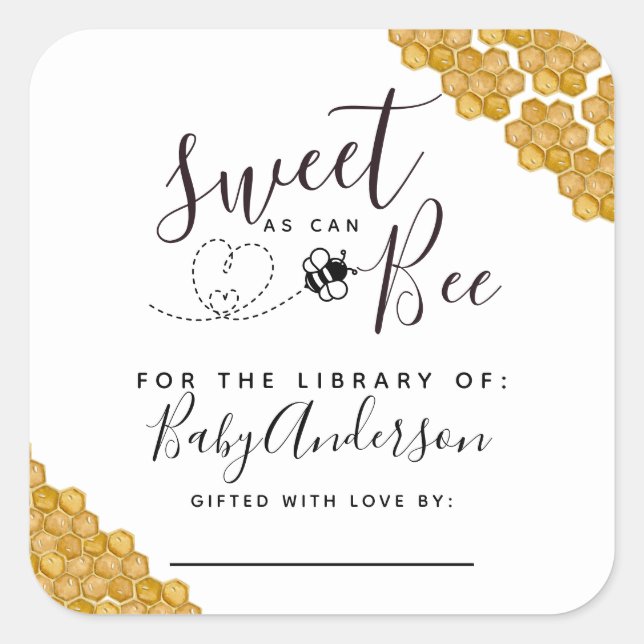 Sweet as can Bee Baby Shower Bookplate  (Front)