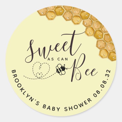 Sweet as Can Bee Baby Shower Classic Round Sticker