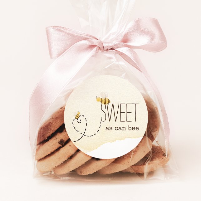 Sweet As Can Bee Baby Shower Favor Classic Round Sticker (Creator Uploaded)
