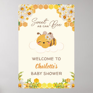 Sweet As Can Bee Baby Shower Floral Honeycomb Poster