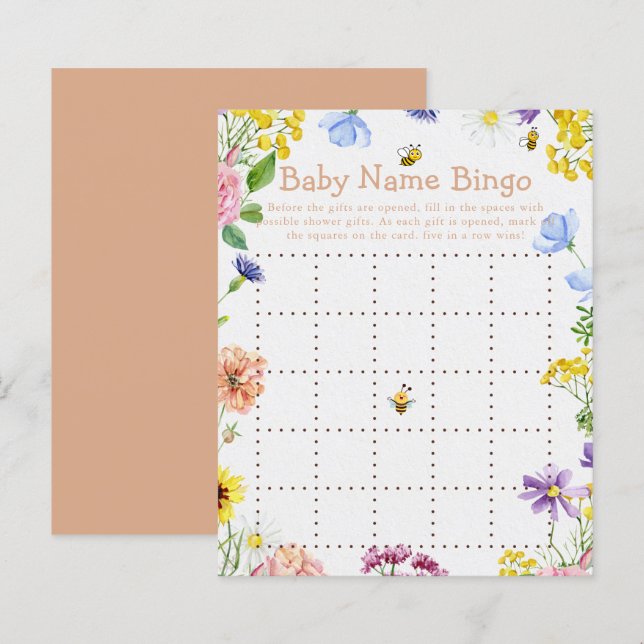 Sweet As Can Bee Baby Shower Game Bingo (Front/Back)