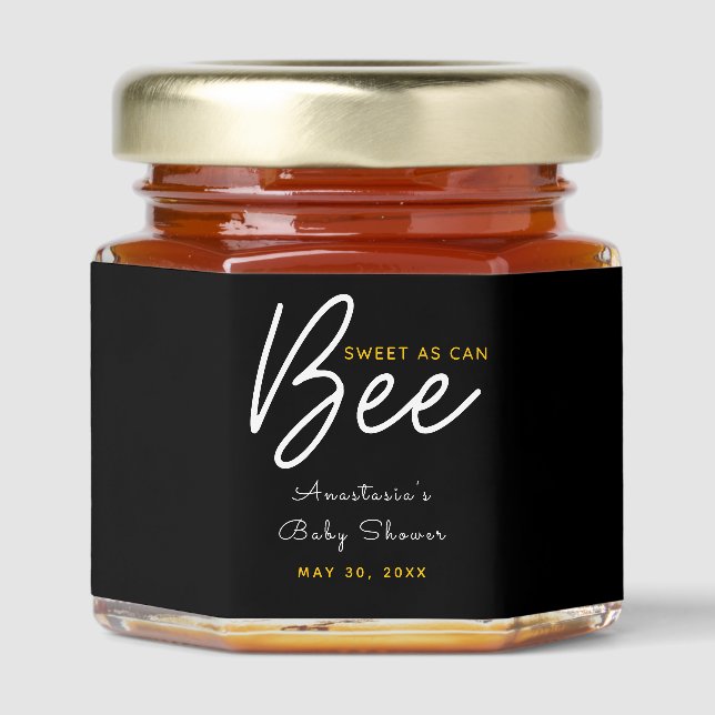  Sweet As Can Bee  Baby Shower Honey Jar Favors (Front)