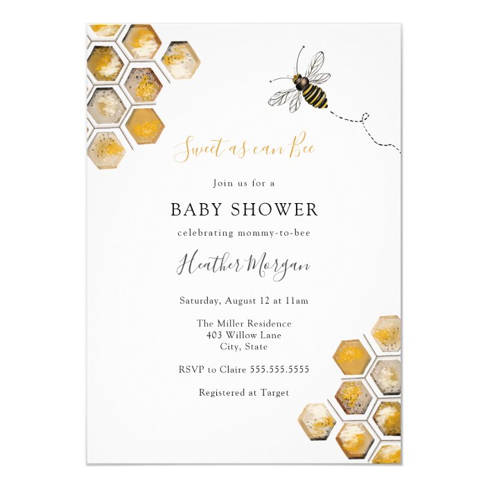 sweet as can bee baby shower invitations
