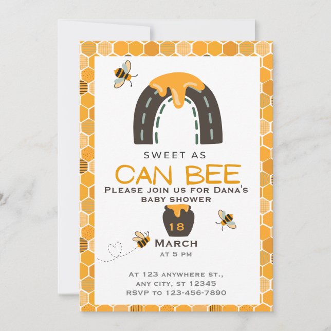 Sweet as Can Bee, Baby Shower Invitation (Front)
