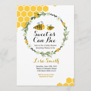Sweet as Can Bee Baby Shower Invitation