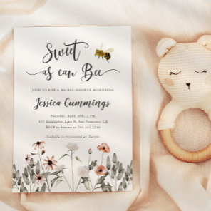 Sweet As Can Bee Baby Shower Invitation