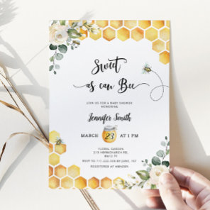 Sweet as can bee baby shower invitation
