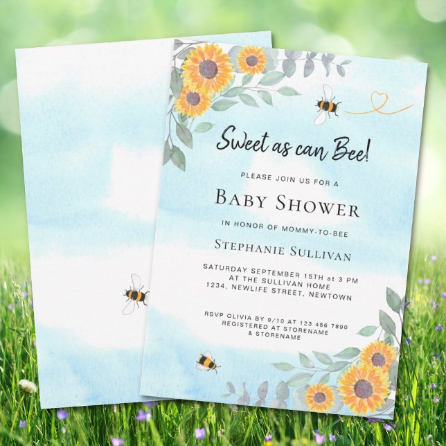 Sweet As Can Bee Baby Shower Invitation (Creator Uploaded)