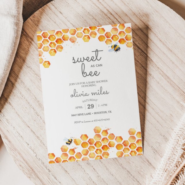 Sweet As Can Bee Baby Shower Invitation (Creator Uploaded)