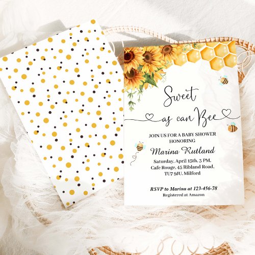 Sweet As Can Bee Baby Shower Invitation