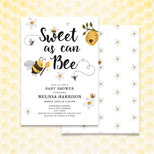 Sweet As Can Bee Baby Shower Invitation (Creator Uploaded)