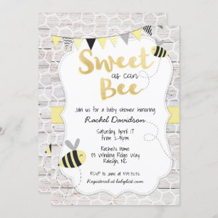 Sweet as can Bee Baby Shower Invitation