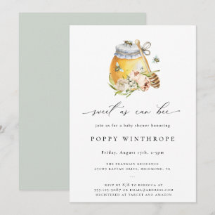Sweet As Can Bee Baby Shower Invitation