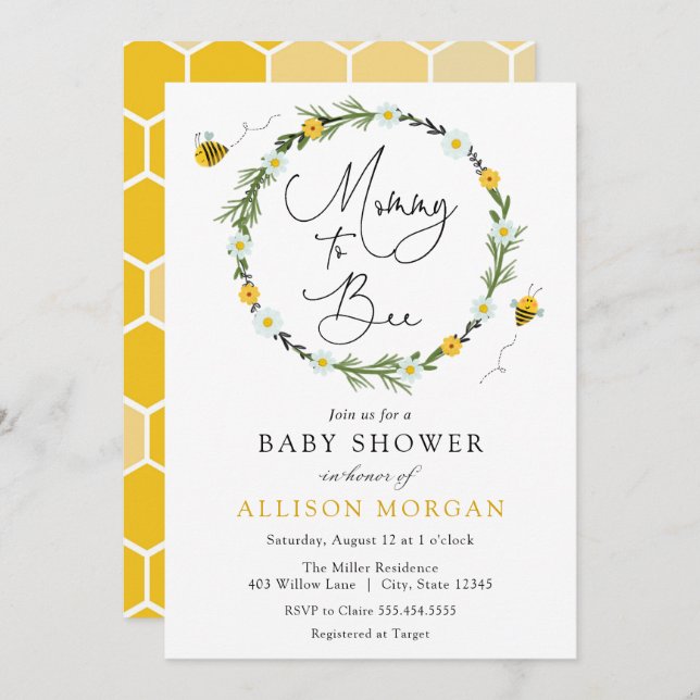 Sweet As Can Bee Baby Shower Invitation (Front/Back)