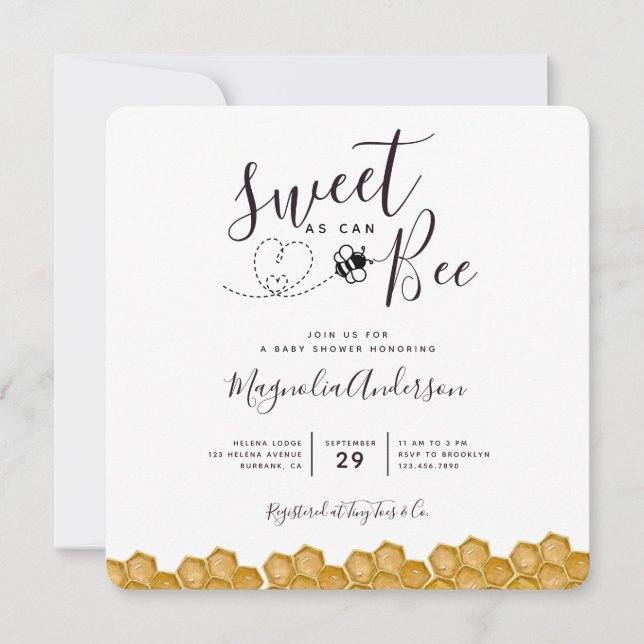 Sweet as Can Bee Baby Shower Invitation (Front)