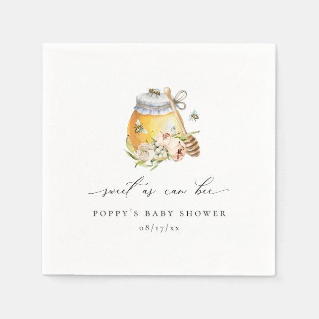 Sweet As Can Bee Baby Shower Napkins (Front)