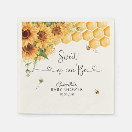 Sweet As Can Bee Baby Shower  Napkins