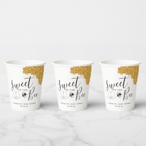 Sweet as Can Bee Baby Shower  Paper Cups