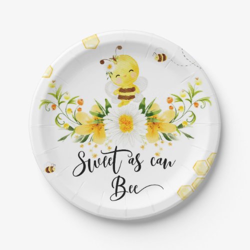 Sweet as can bee baby shower paper plate